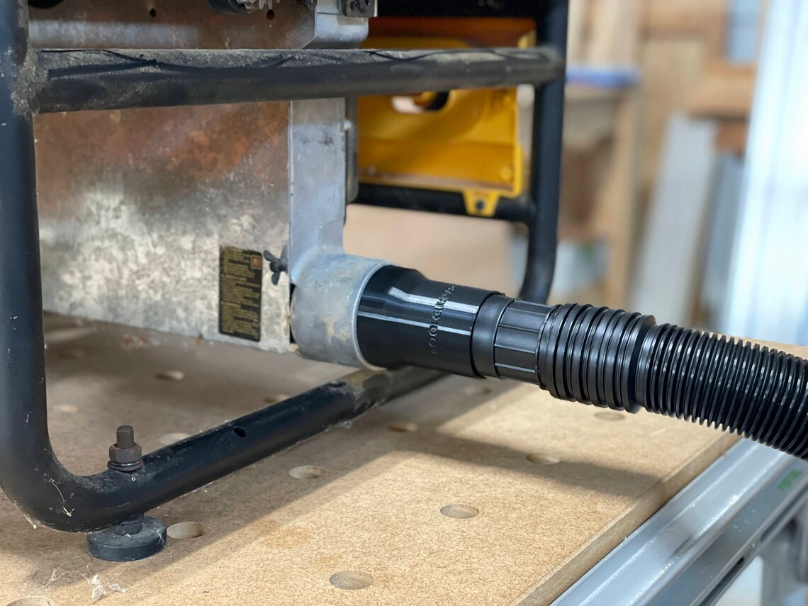 Table Saw Vacuum Adapter - Connects 2.5" DeWalt DWE7491RS Outlet To 1 7/8" Shop Vac Hose | Dust Collection Fit