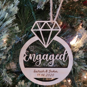 Engagement Gift for Couples- Engagement Ring Ornament, Christmas Ornament, Engagement Ornament, Engagement Ornament Personalized,