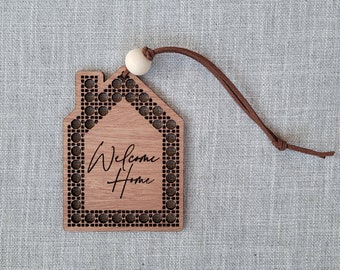 custom gift tag boho gift tag welcome home gift tag rattan gift realtor closing gift tag wood gift tag welcome home gift tag car accessory