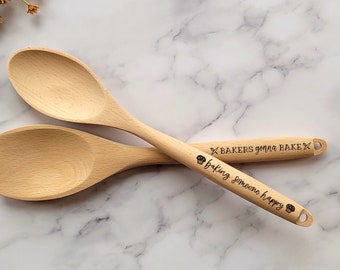 Baker Gifts, funny spoons, personalized spoon, wooden spoons, baking gifts for mom, gifts for bakers, cooking spoons, baking gift set, baker