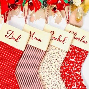 Personalised Embroidered Christmas Stocking: Custom Cotton Holiday Decor