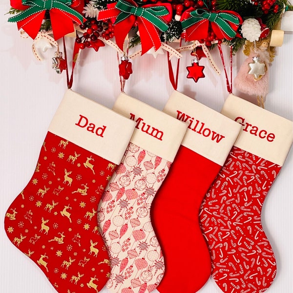 Personalised Christmas Stockings, Embroidered Christmas Stockings, Made To Order, Christmas Gift Ideas