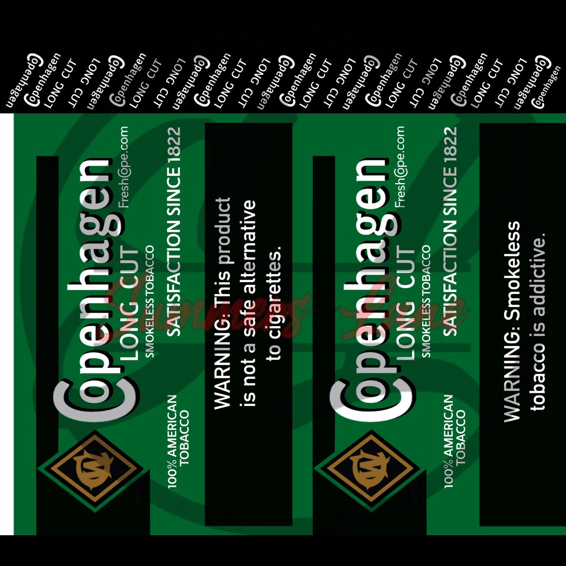 Copenhagen Long Cut Wintergreen Design 20oz Skinny Straight Etsy