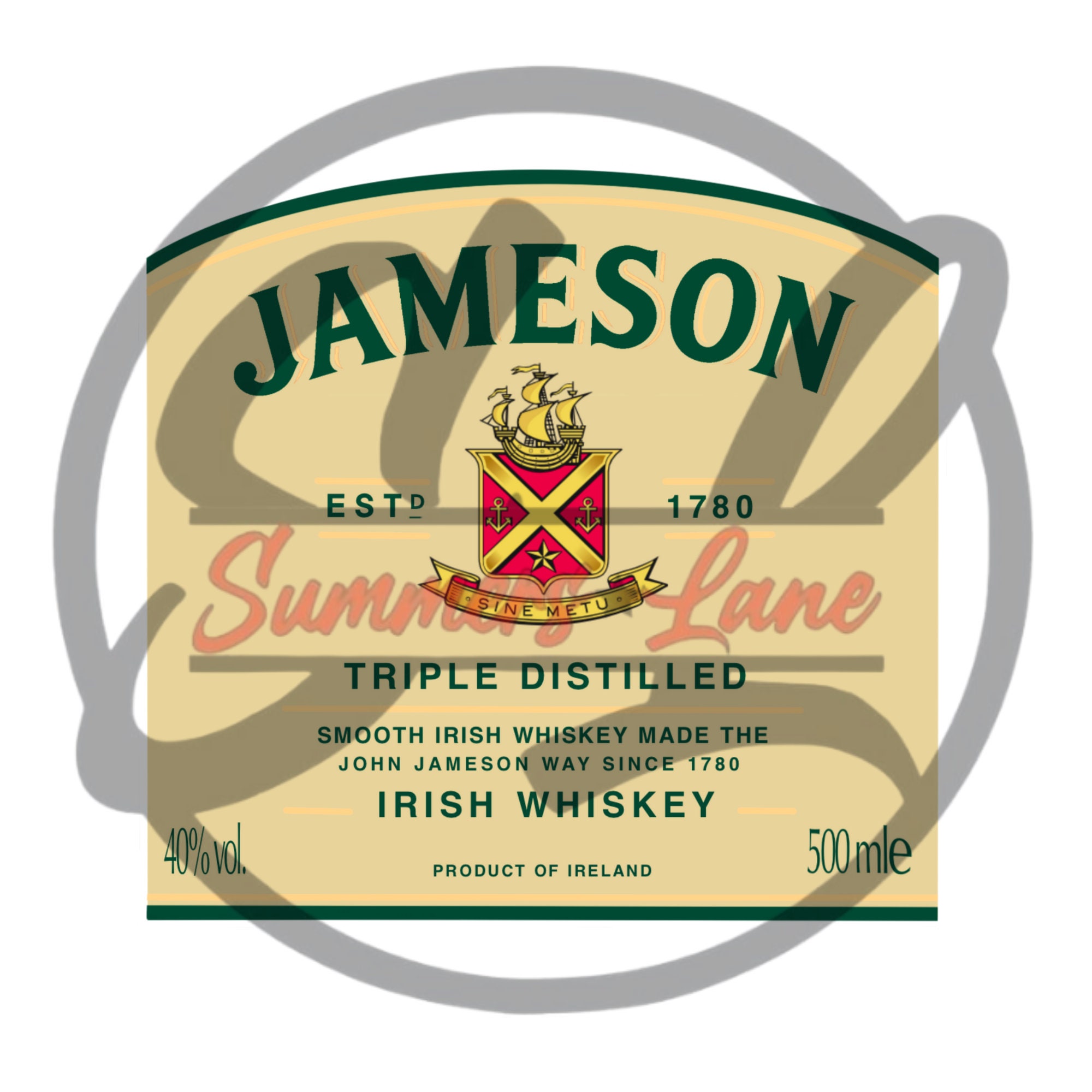 Jameson Whiskey Label High Resolution Design Sublimation | Etsy