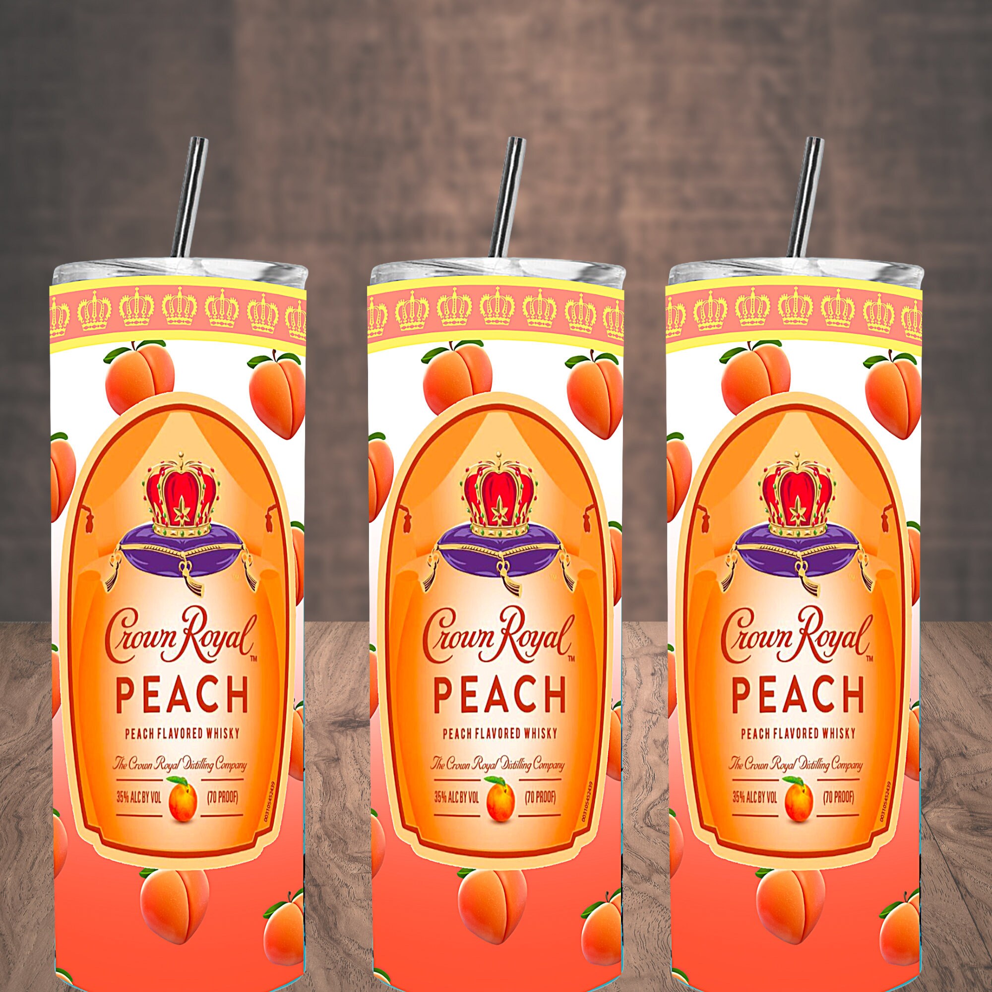 Crown Royal Peach Tumbler 20oz Skinny Tumbler Tumblers Etsy