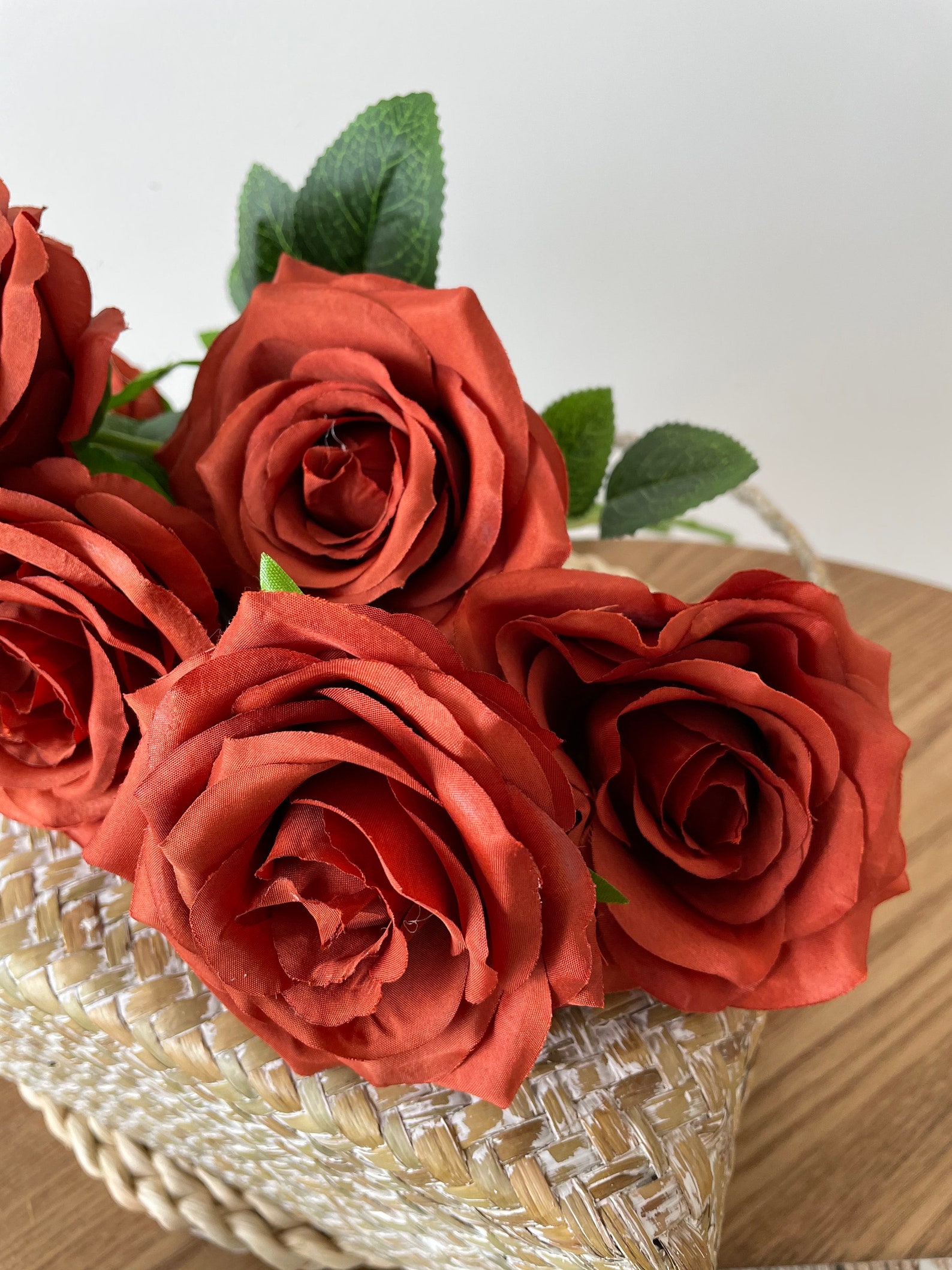 Rust Orange Silk Rose Artificial Burnt Orange with Long Stems Etsy