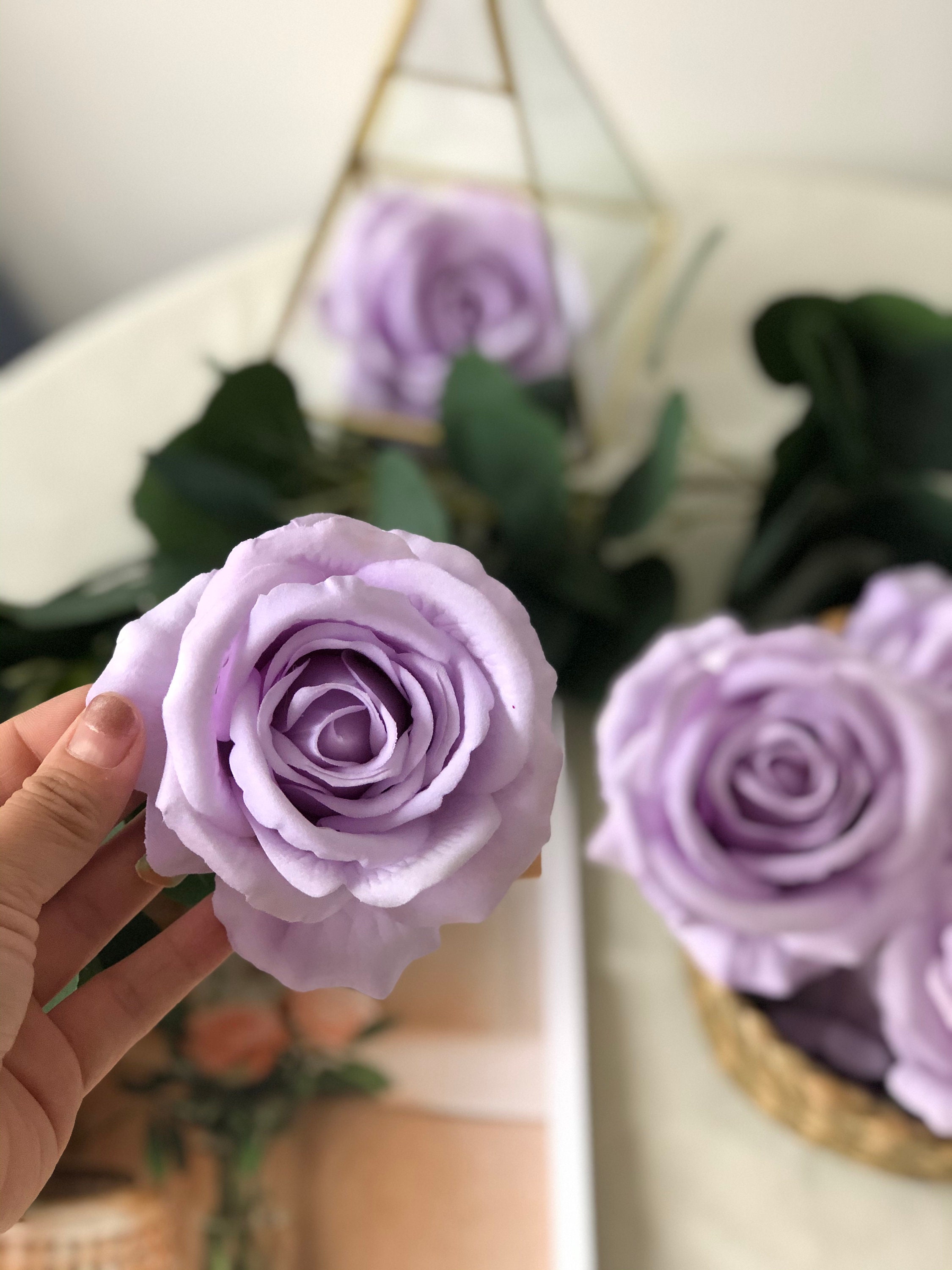 10pcs hohe Qualität samt Rose künstlichen großen Kopf Rose lila Rosen  Lavendel Rosen für Hochzeit Home Party Dekor - .de