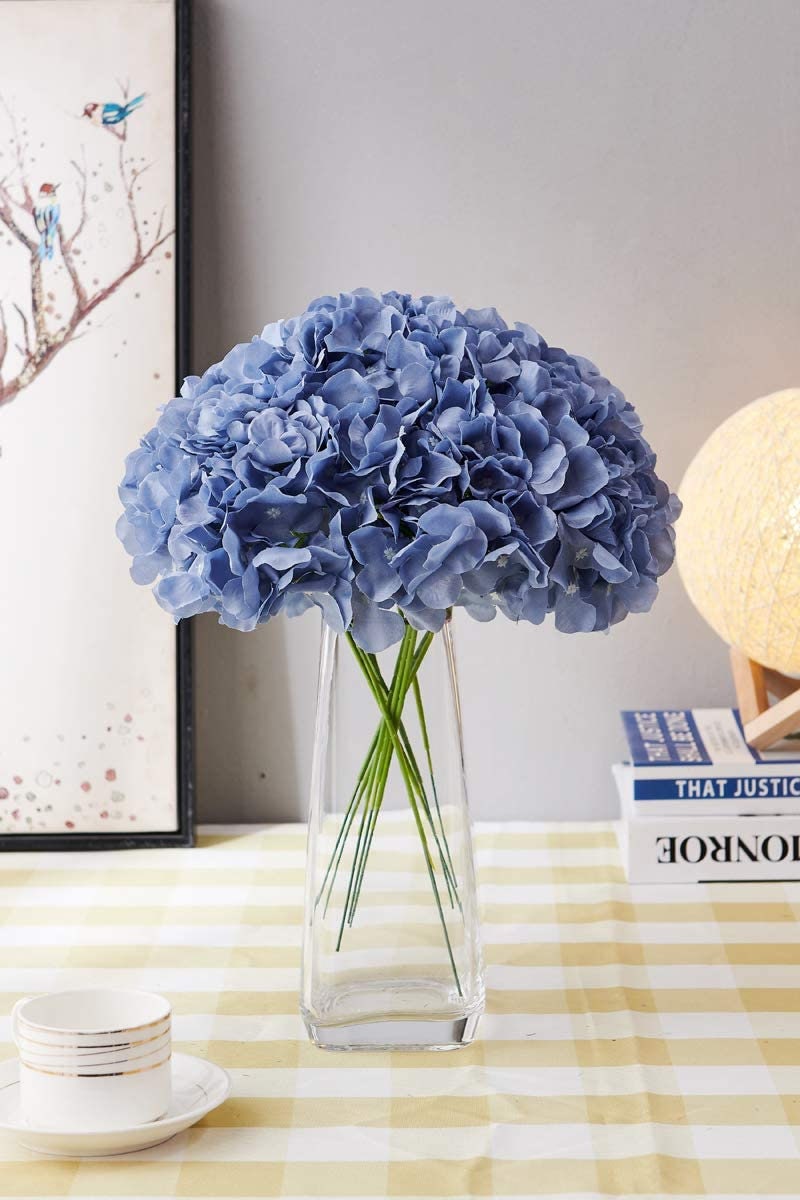 Pack of 10 Dusty Blue Artificial Flowers Hydrangea Silk Etsy UK
