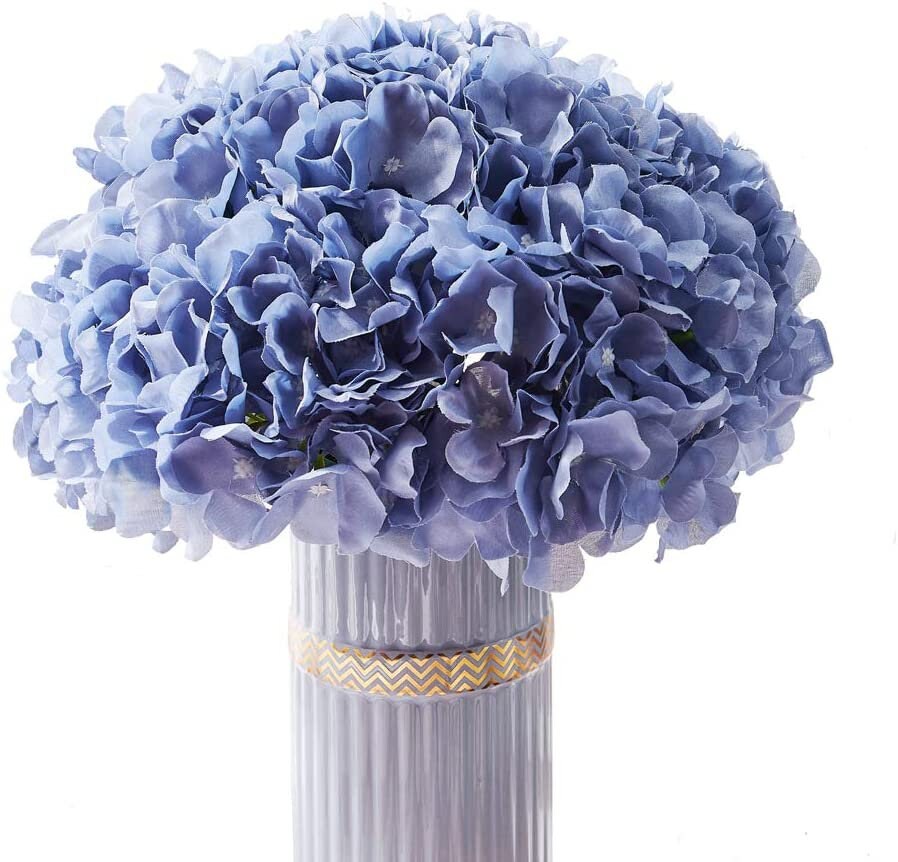 Pack of 10 Dusty Blue Artificial Flowers Hydrangea Silk Etsy UK