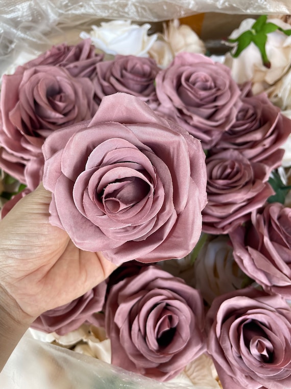 Dusty Rose Silk Roses, DIY Wedding Flowers