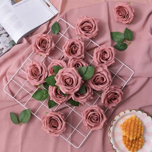 Artificial Flowers Dusty Rose 10pcs Realistic Fake Roses for DIY Wedding Bouquets Centerpieces Arrangements Party Baby Shower