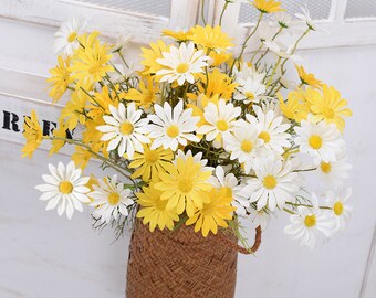 Artificial Silk Daisy Gerber Flowers, Home Wedding Decor, 10 Pcs