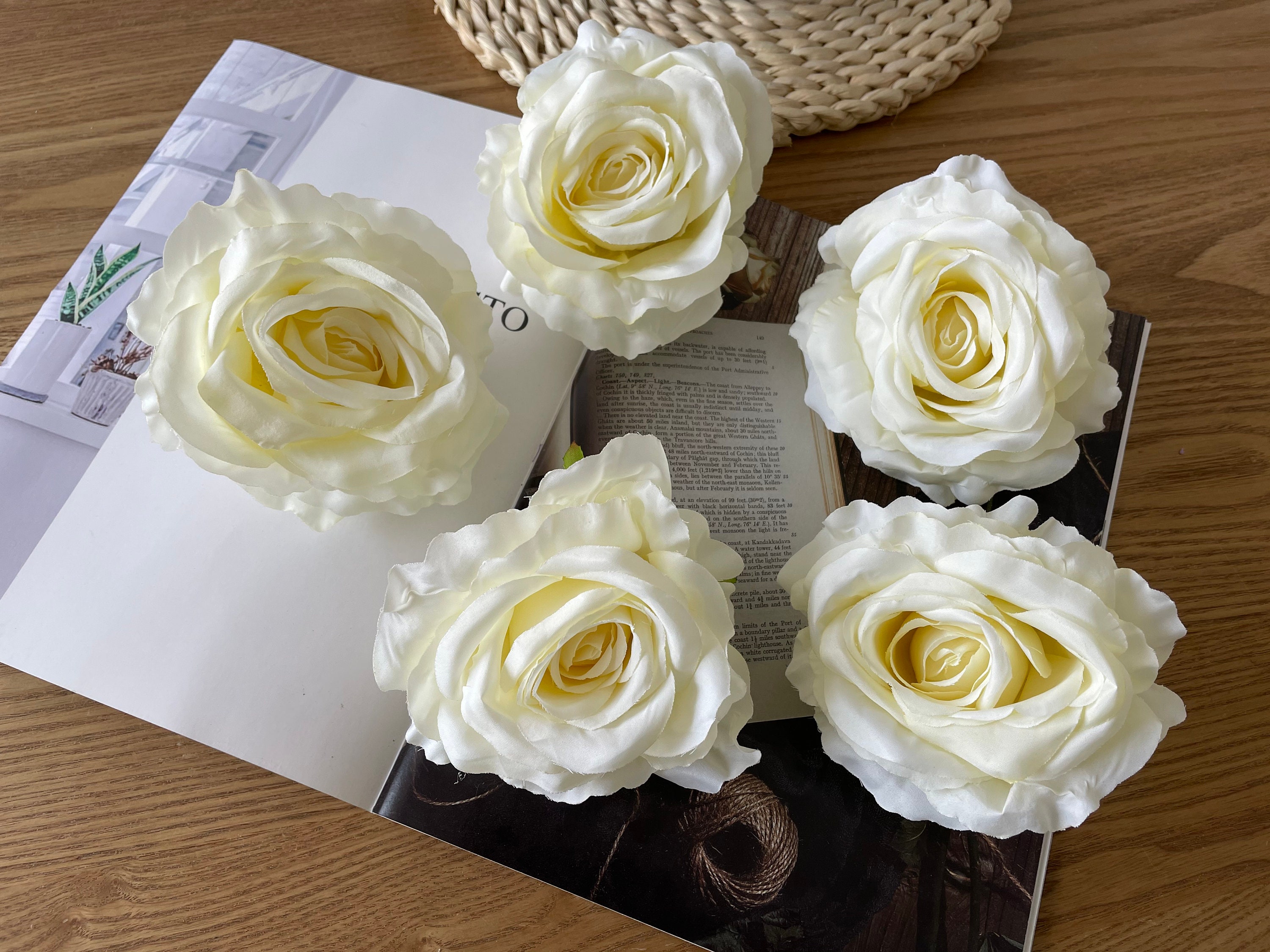 10pcs Big Head Fake Roses Head 11cm Ivory Artificial Roses for Etsy