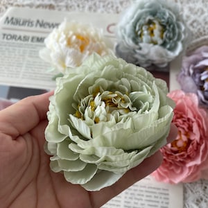 10-100pcs High Quality Artificial Peony Sage Green Flowers Dusty Blue Peony Silk Flowers for Wedding Bouquets Home Party Decor image 5