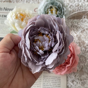 10-100pcs High Quality Artificial Peony Sage Green Flowers Dusty Blue Peony Silk Flowers for Wedding Bouquets Home Party Decor image 6