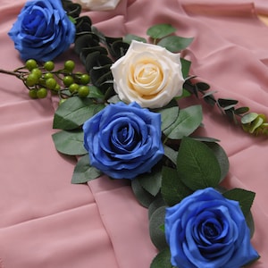 3,5 Rosa artificiale blu intenso Fiore artificiale blu reale Fiore di seta blu  Rosa Rosa blu Fiore di nozze blu reale Rosa floreale blu intenso -   Italia