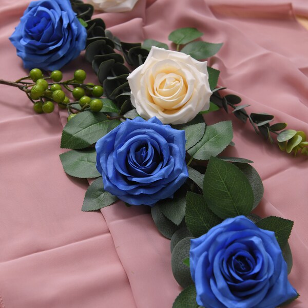 Royal Blue Artificial Roses - Etsy