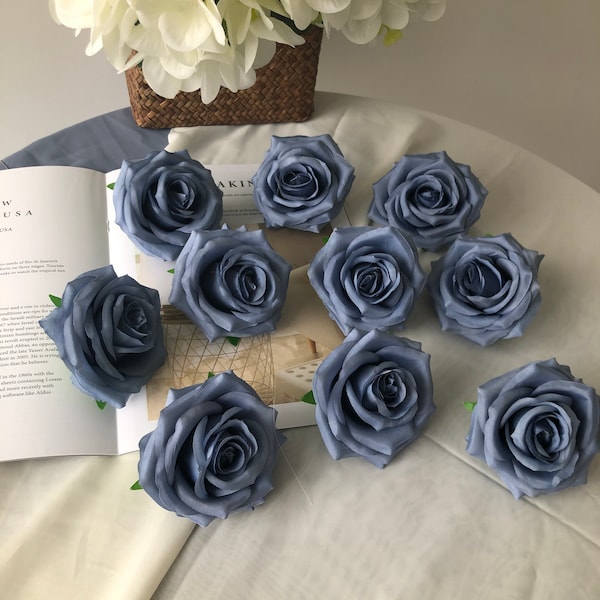 100pcs Dusty Blue Wedding Flower Rose Heads for DIY Wedding Centerpieces Arrangements Party Baby Shower Home
