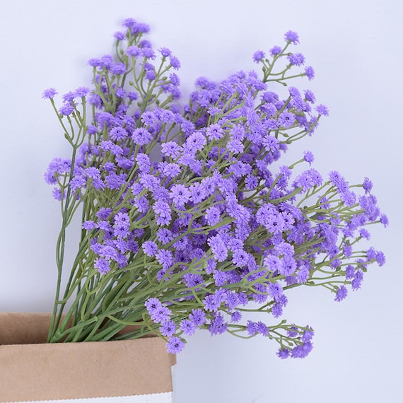 4 Pack | 27 Purple Babys Breath Artificial Flowers, Gypsophila Real Touch  Silk Flowers Stem