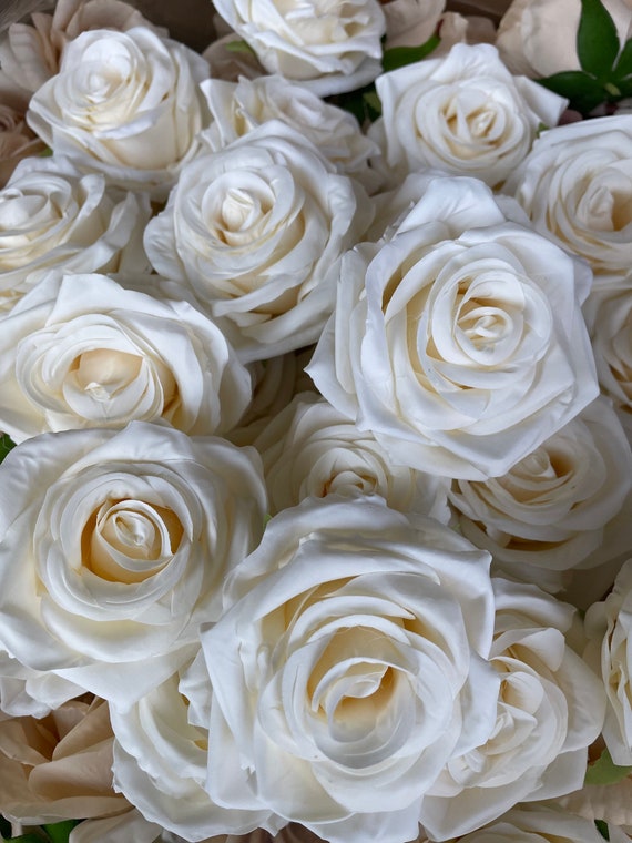 Bulk DIY Flowers - Ivory White & Gold