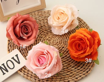 10-100pcs Velvet Artificial Roses Burgundy Rose White Artificial Big Head Rose for Wedding Bouquets Home Party Decor