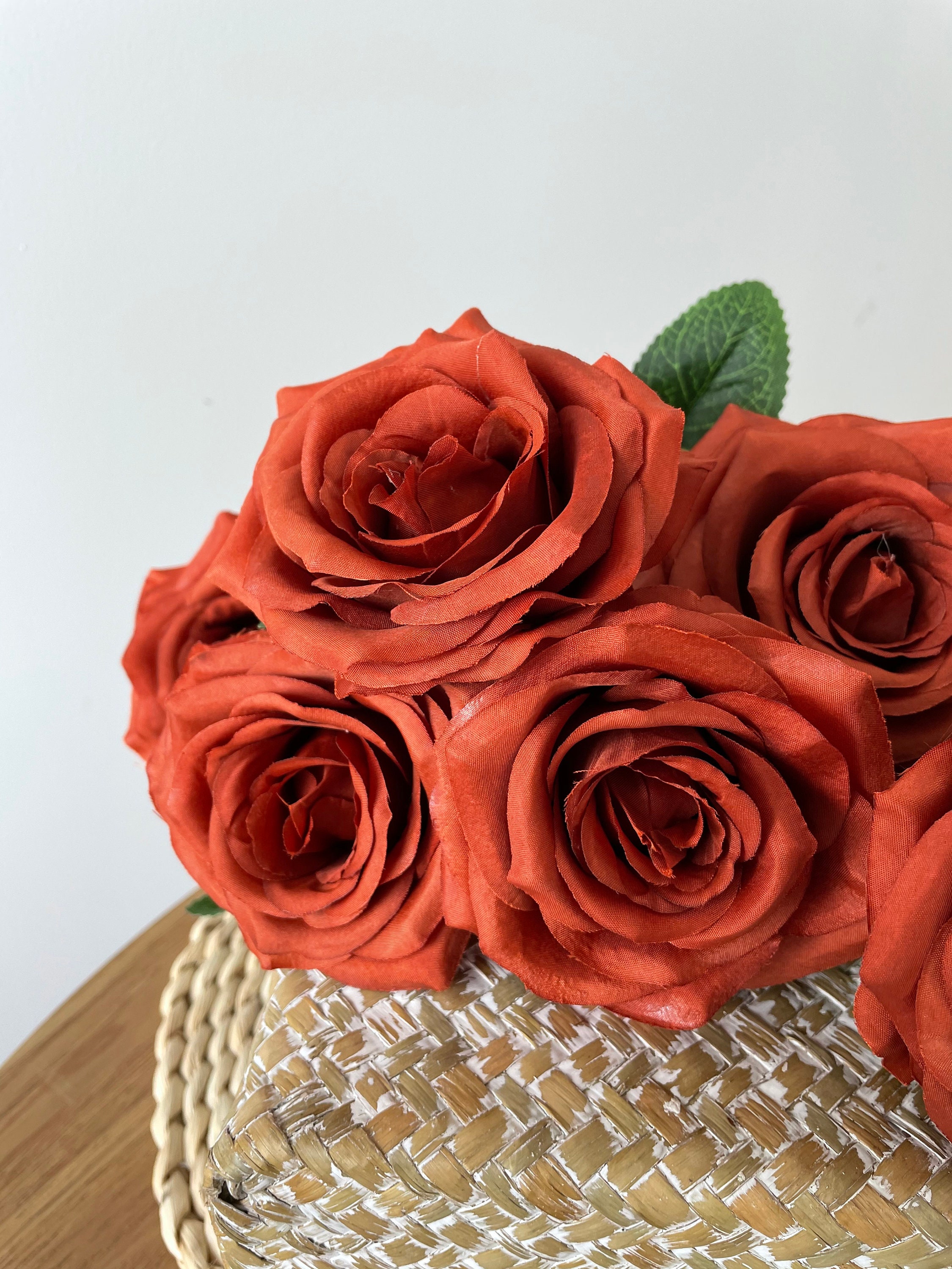 Rust Orange Silk Rose Artificial Burnt Orange with Long Stems Etsy