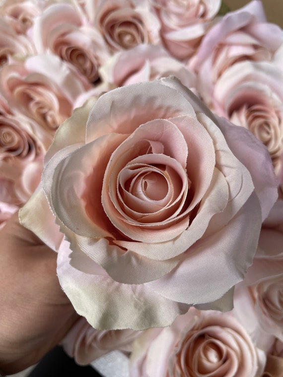 10-100pcs Ivory Roses Fake Flower Heads in Bulk Wholesale Dusty Pink Rose  for Craft Artificial Flowers for Wedding Decoration DIY Project -  UK