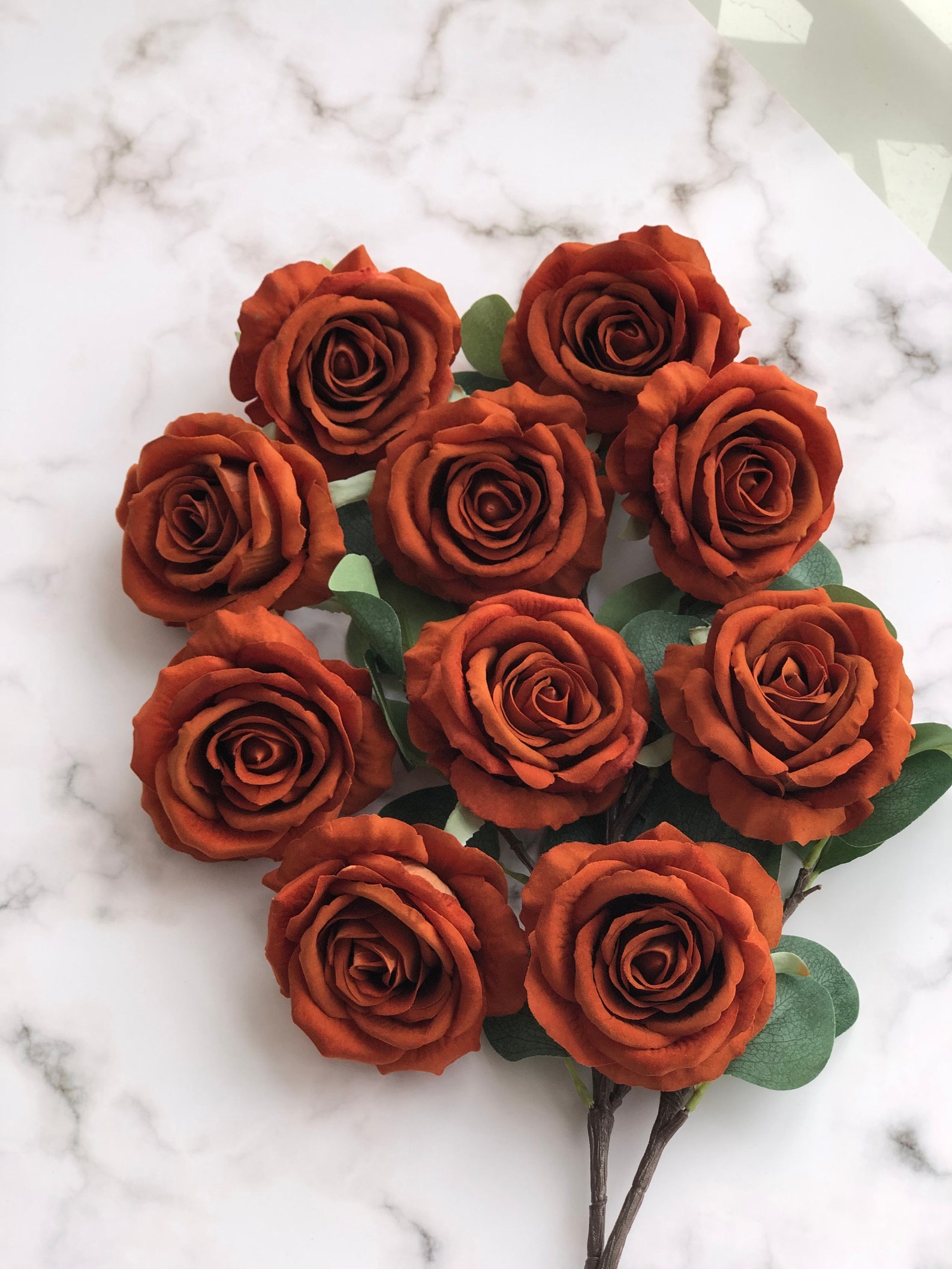 10pcs Rust Orange Realistic Fake Roses for DIY Wedding Etsy