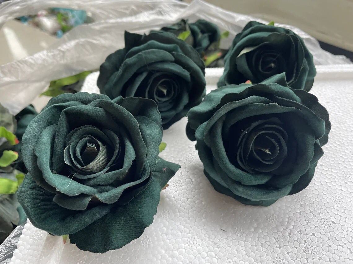 1050pcs Emerald Green Roses Artificial Velvet Burgundy Rose Etsy