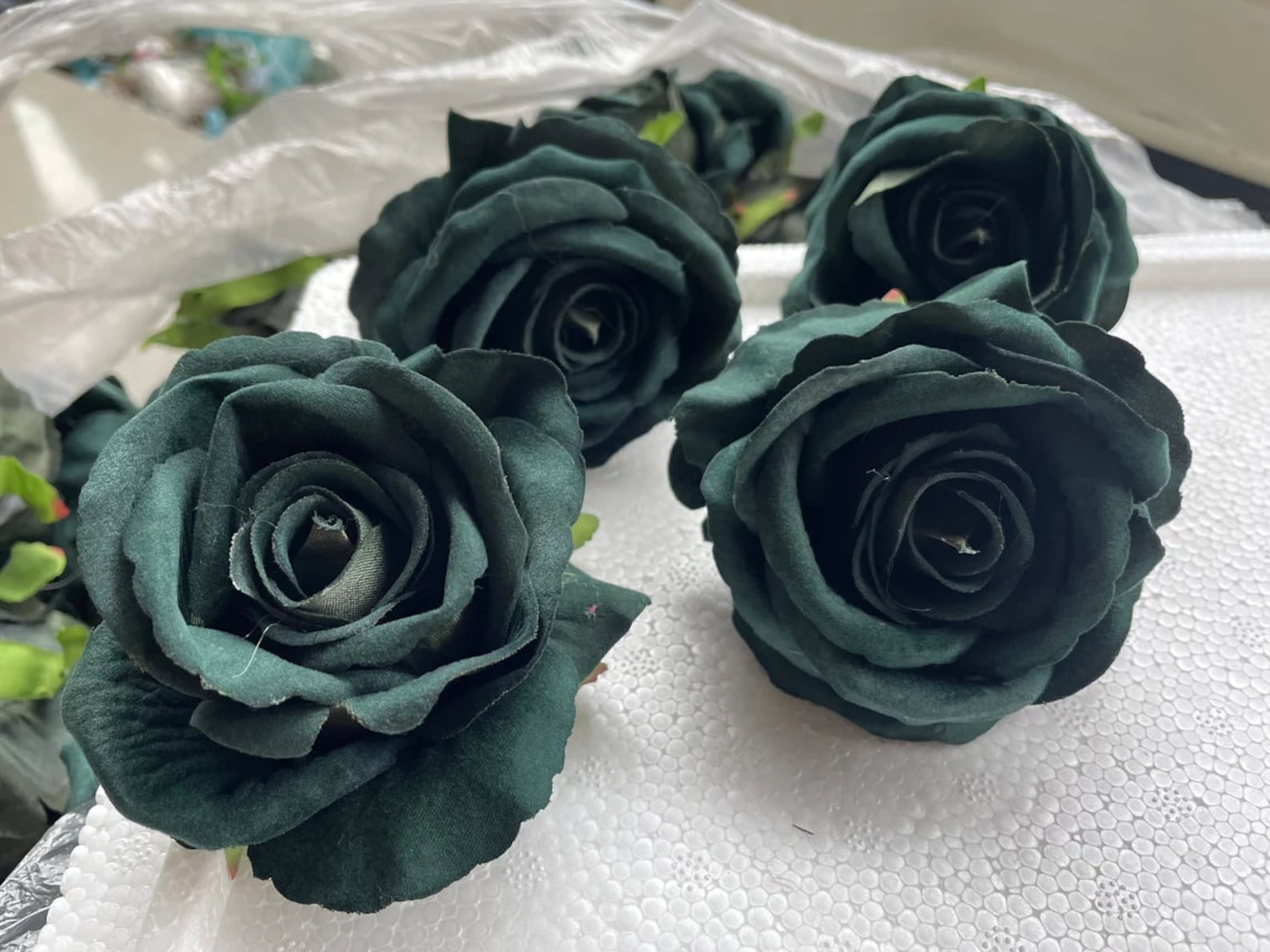 1050pcs Emerald Green Roses Artificial Velvet Burgundy Rose Etsy