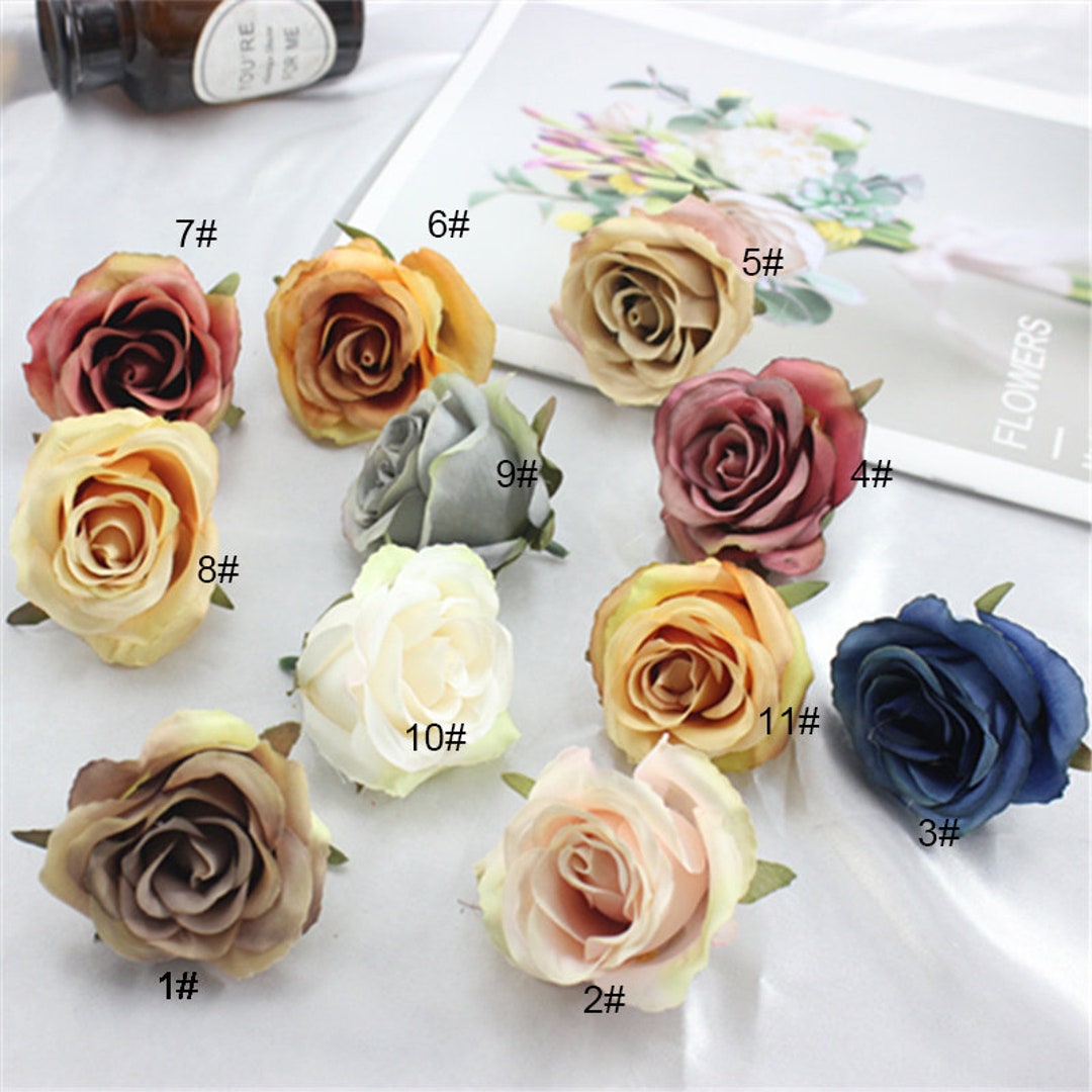 50100pcs Blush Pink Rose Buds Toffee Rose Orange Flowers in 6cm Dusty