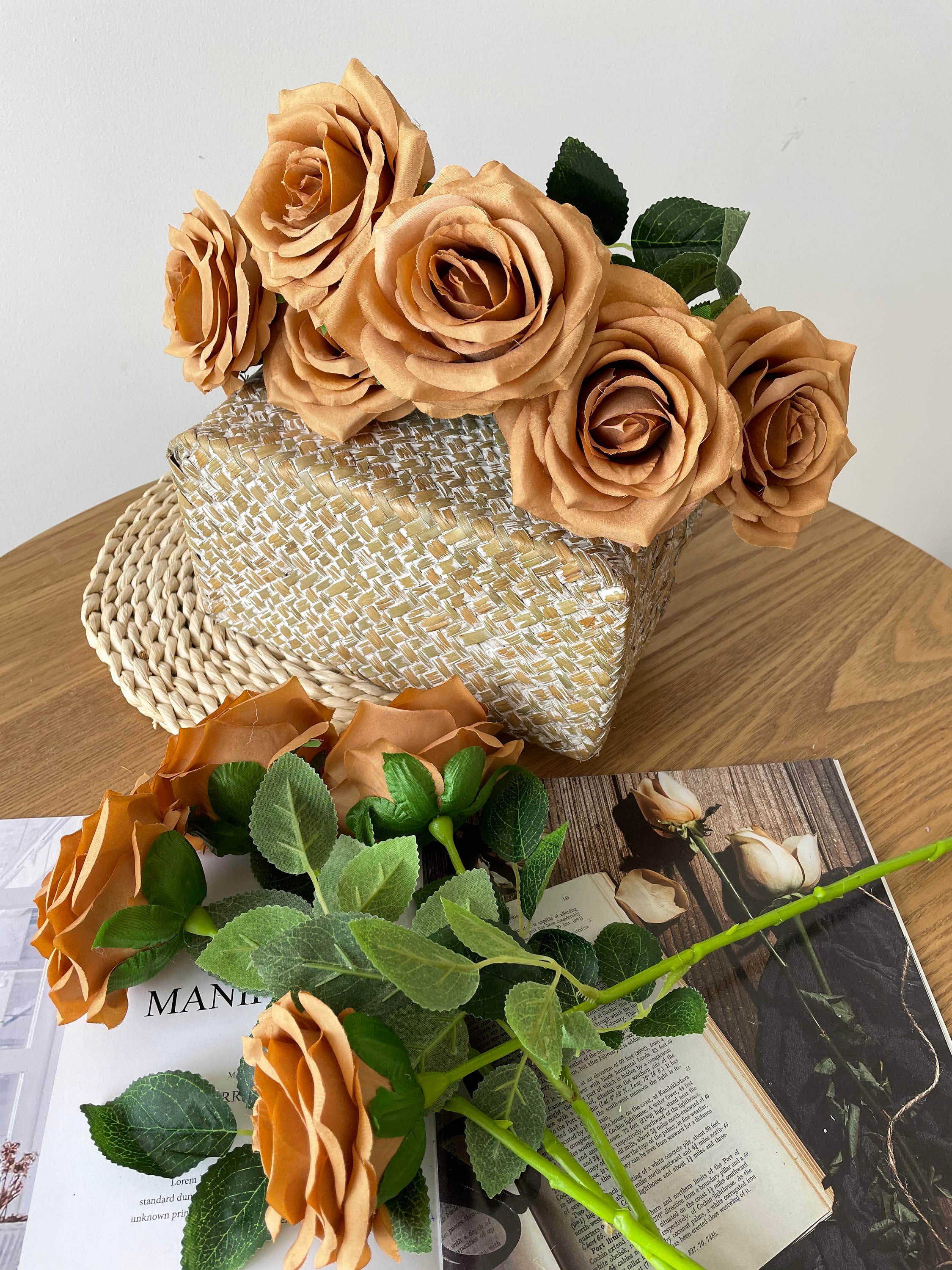 10pcs Toffee Artificial Rose Stem Brown Silk Rose Artificial Etsy