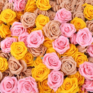 Yellow Artificial Rose Head Tan Artificial Flowers Pink Fake Roses Silk Rose Flower Head Artificial Flowers for Wedding Bridal Shower