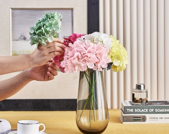 Blush Silk Hydrangea Flower Heads, Wedding Home Decor, 10 Pack