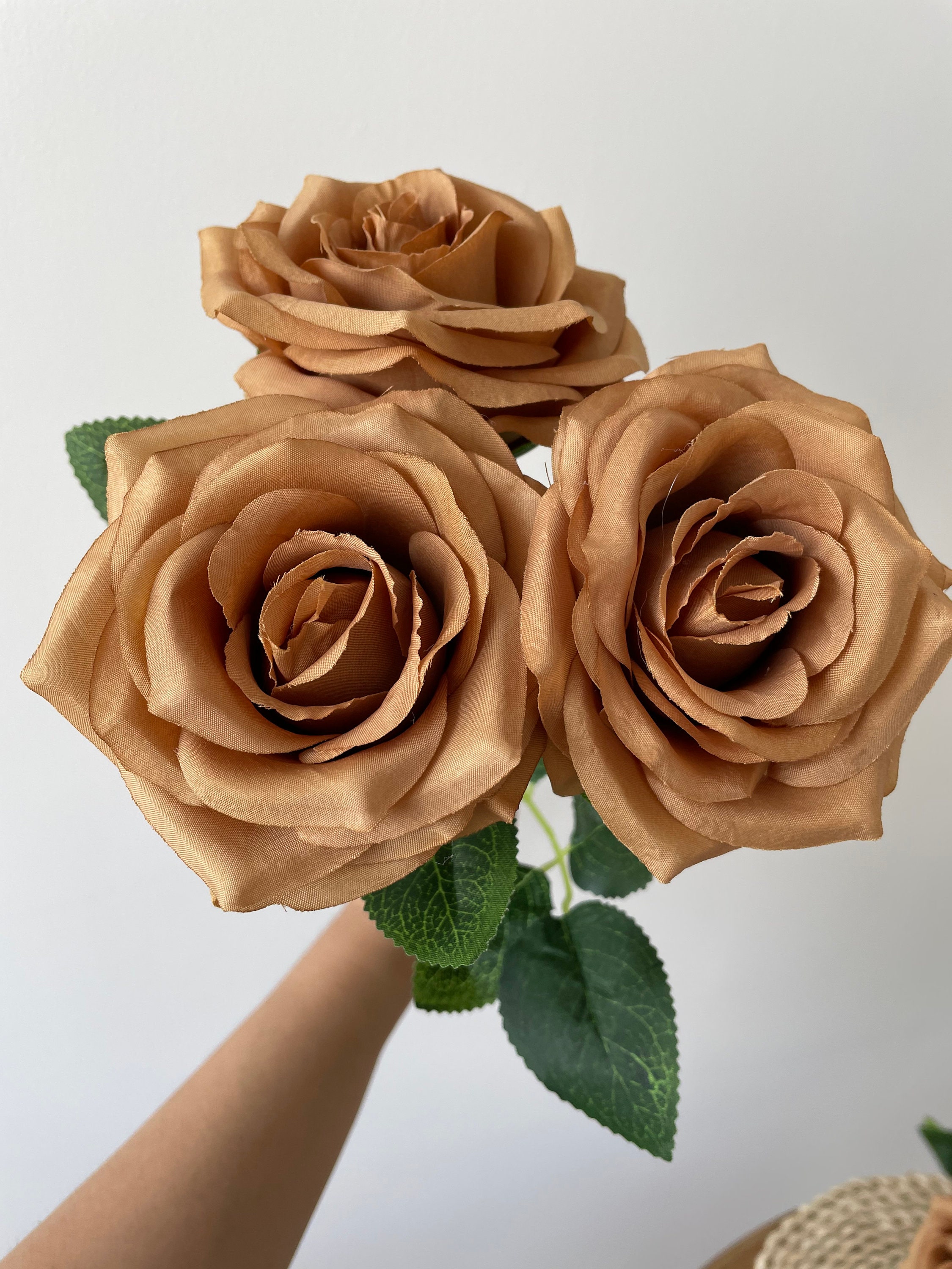10pcs Artificial Toffee Rose Stem Brown Silk Rose Artificial Etsy