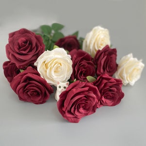 10 Stück Blush Seidenrosen mit langen Stielen Faux Realistische Rosen für Hochzeitssträuße Tischdekoration Party Home Decor