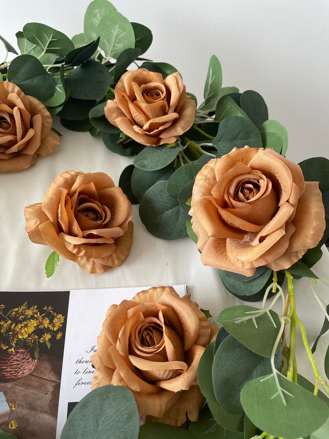 Artificial Silk Roses Toffee Silk Rose Only Brown Flowers Head Etsy