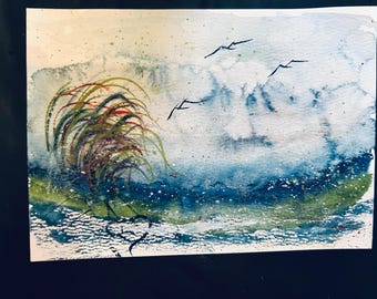 OBX SEA OATS Acquerello dipinto a mano originale