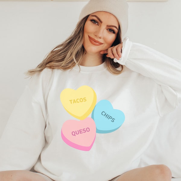 Personalized Sweetheart Word Sweatshirt/Custom Conversation Heart Sweatshirt/Customized Name Heart Shirt/Personalized Valentines Day Shirt