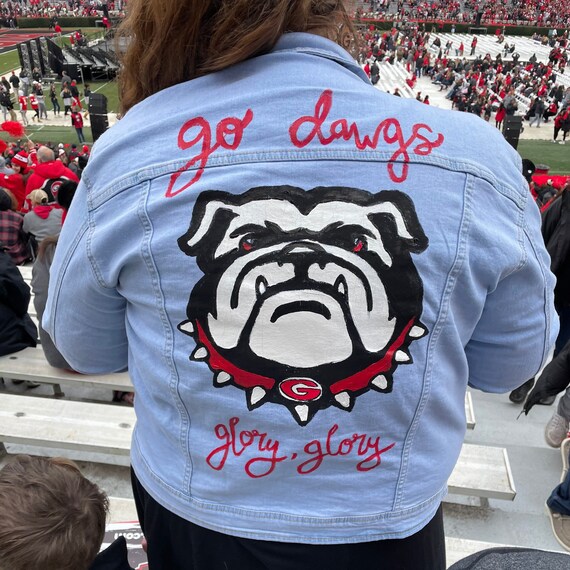 Hand Painted Georgia Bulldog Denim 