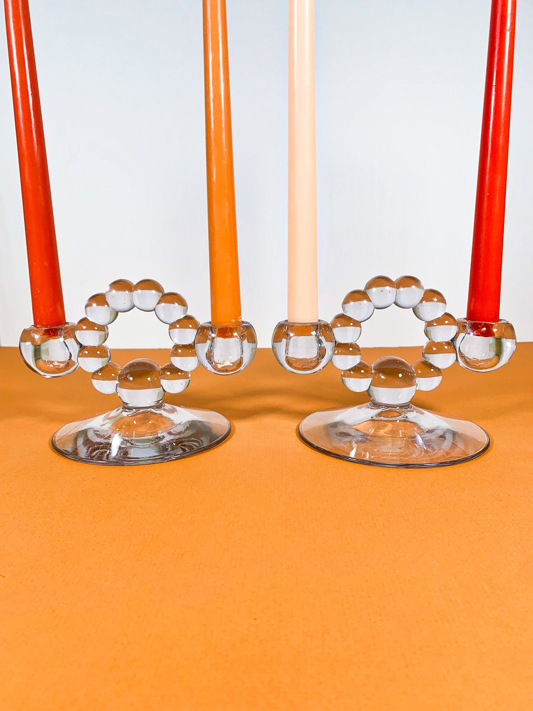 Vintage Glass Bubble Candle Holders Etsy