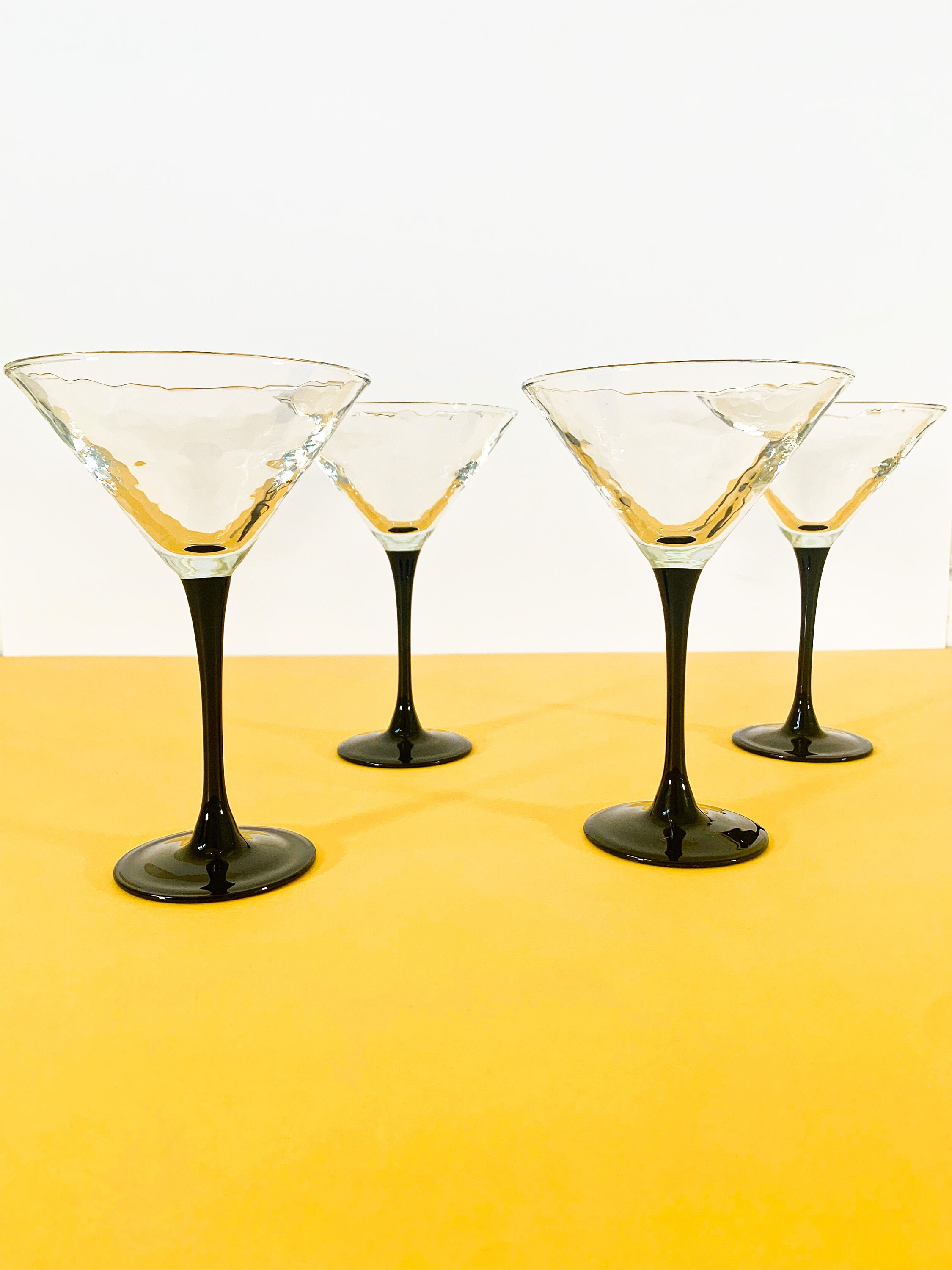 Vintage Black Stem Martini Glasses 4 Etsy