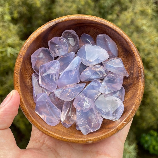 blue gem rose quartz tumbles || up to 20g, high quality lavender gemmy rose quartz with rainbows & phantoms, heart chakra, ethically sourced