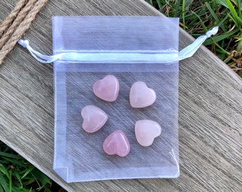 tiny pink pocket tokens crystal hearts || original by witchtok, mini coins, rose quartz heart shape, pocket coin