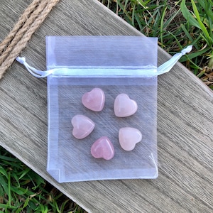 tiny pink pocket tokens crystal hearts || original by witchtok, mini coins, rose quartz heart shape, pocket coin