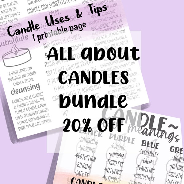 SALE All About Candles Bundle || spell candle color meaning, how to use candles for magick, candle flame readings, tips