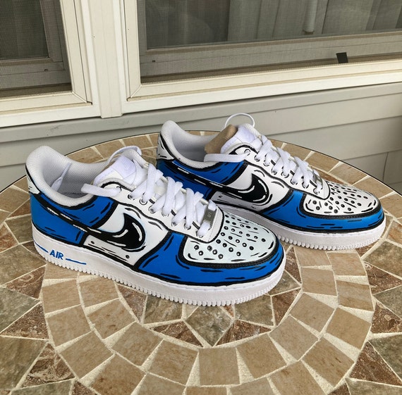 Nike Air Force 1 Diseño de dibujos animados / bocetos pintados | Etsy España