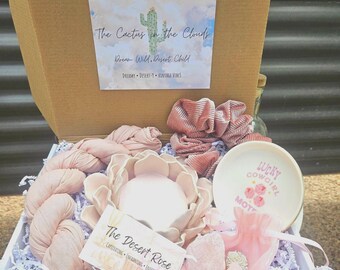 Gift Bundle, As Shown, Curated Desert Rose Theme, Ceramics, Rough Rose Quartz