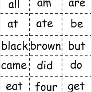 Kindergarten -  Printable Dolch Sight Words - Flashcards