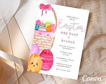 Easter Brunch Invitation, Easter Egg Hunt Invite, Digital Invitation, Egg Hunt Invite, Canva Template, Invitation Template, Easter Invite